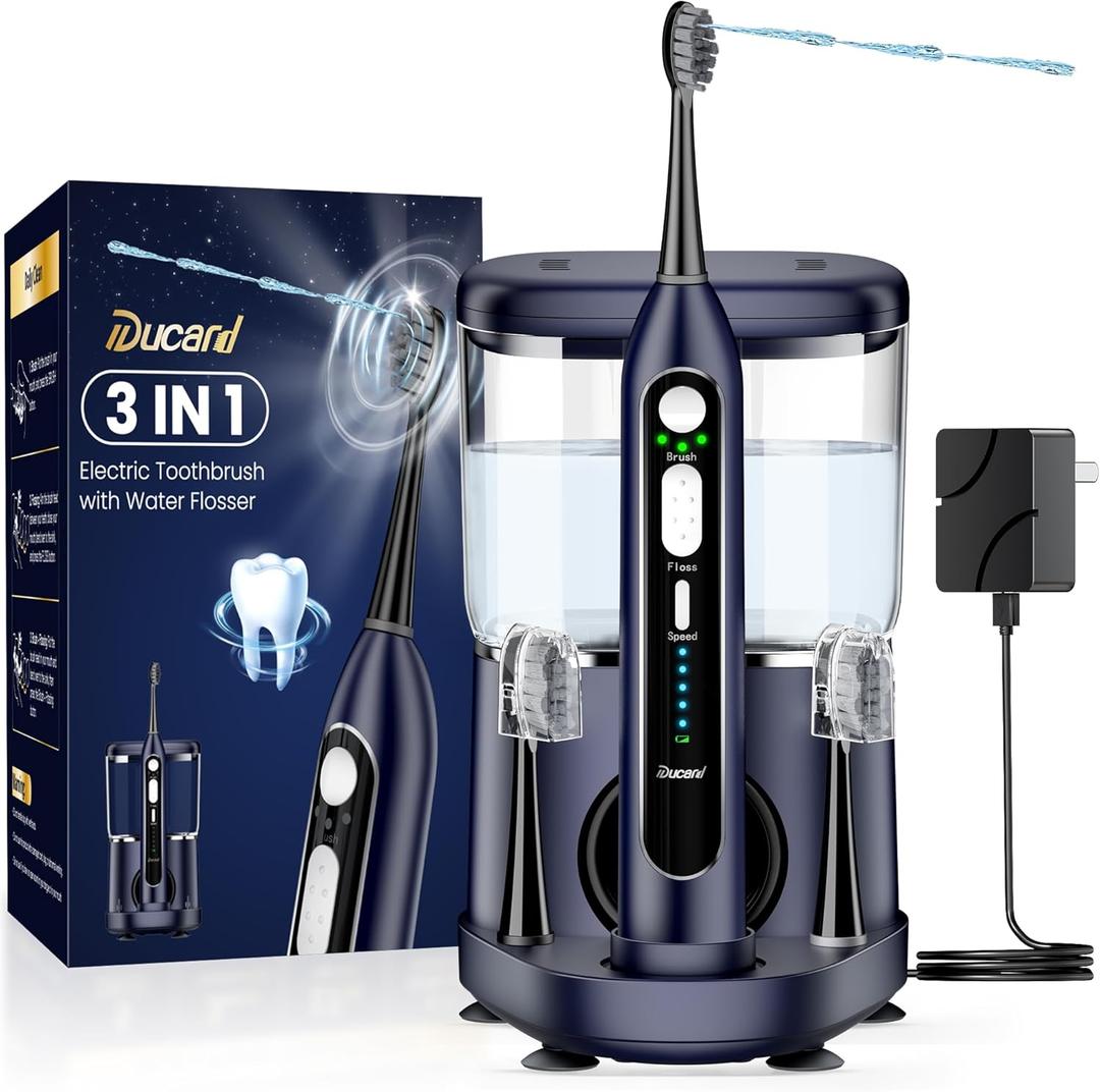 3 in 1 Rechargeable Flossing Toothbrush for Teeth/Adults,500ML Large Tank