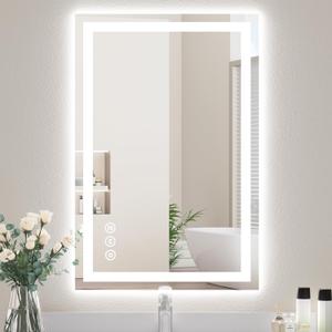 16X24 LED Bathroom Mirror with Lights, Anti-Fog, Backlit + Front Lit, Lighted Bathroom Vanity Mirror for Wall, Memory Function, Dimmable, Tempered Glass, Shatter-Proof, ETL Listed