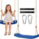 Kids Tree Swing Seat with Tree Straps and Carabiners, Heavy Duty Ergonomic Straight Swing Set for Backyard, Indoor & Outdoor Rope Swing, 264 lbsBlue