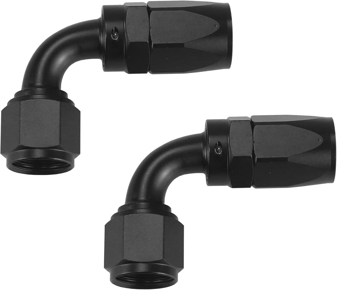 Ucreative 2PCS 10AN 90 Degree Swivel Hose End Fitting for Braided CPE Fuel Hose Black