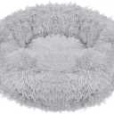 Luxurious Fluffy Plush Dog Bed, Grey