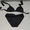 Yonique Women Two Piece Bathing Suits Push Up Bikini Set Halter Swimsuit Vintage Swimwear (X-Small, Black)