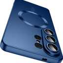 LEKEVO Magnetic for Samsung Galaxy S26 Ultra Case [Compatible with MagSafe][Built-in Camera Lens Protector] Slim Soft Silicone Bumper Shockproof Metallic Luster Phone Case, Blue