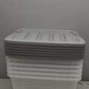 Amazon Basics Plastic Storage Containers with Secure Latching Lids, Stackable Organization Bins, 32 Quart, Set of 6, Clear/Grey