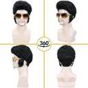 4pcs Set 50s 60s Rock Legend Wig for Men Singer Rocker Costume Wig for Cosplay Halloween Party