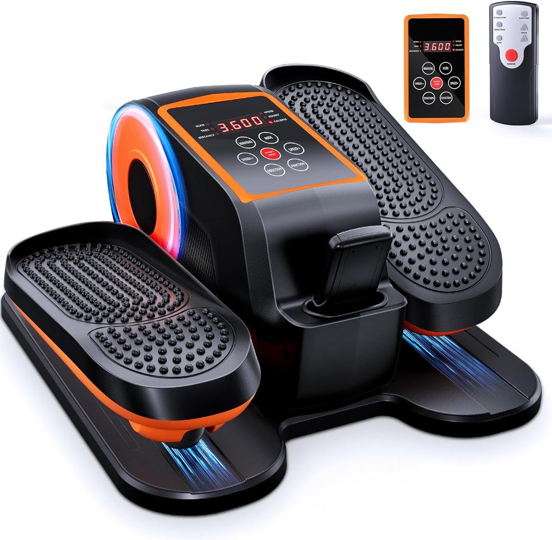 Under Desk Elliptical Exercise Machine, Ellipse Leg Exerciser as Seen on TV with Remote, 15 Adjustable Speed, Portable Leg Exerciser While Sitting for Seniors, Quiet Elliptical Machine for Home Office