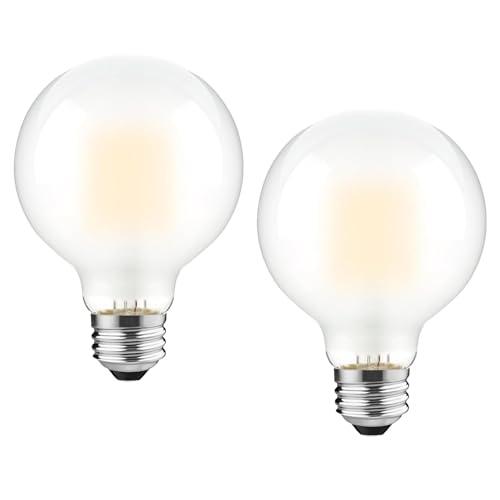 Dimmable G25 LED Large Globe Light Bulbs 6W (60W Equivalent) E26 Edison Frosted, 600LM, 2700K Soft Warm White, Ideal for Bedroom, Bathroom, Vanity Lighting, 2Pack