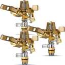 Ferraycle 3 Pieces 1/2 Inch Brass Impact Sprinkler Head with Nozzles Heavy Duty Adjustable 0-360 Degrees Impulse Sprinkler Head Lawn Watering for Yard Irrigation