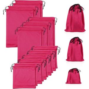Hillban 20 Pcs Satin Game Toy Bags with Drawstring Silk Toy Organizer Lightweight Gift Pouch Multipurpose Foldable Stuff Sack Travel Bags for Women Men, 3 Sizes(S,M,L,Pink)