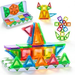 ZNZ Mini Magnetic Tiles 36PCS Travel Toys for Kids, Airplane Travel Activities Magnet Building Toys for Boys Girls 3-8 Road Trip ‌Sensory Toy, Educational Gifts for Toddler 3 4 5 Year Old