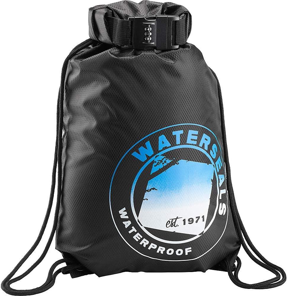 Lewis N. Clark WaterSeals Cinch Locking Backpack | Waterproof Drawstring Bag | Anti-Theft Combination Lock | For Men & Women | Black