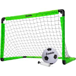 Franklin Sports Kids Mini Soccer Goal Set - Backyard + Indoor Mini Net and Ball Set with Pump - Portable Folding Youth Soccer Goal - Perfect Kids Toy - 36" x 24" (Green)