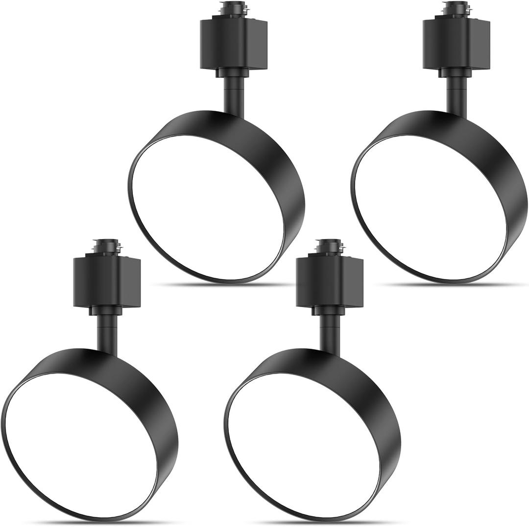 Diffuse LED Track Lighting Heads H Type Track Light Heads Dimmable Kitchen Track Lighting Fixtures Ceiling, Compatible with H Track Rails - Flicker Free CRI90+ 3000K 12W 1000lm, 4 Pack Black