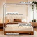 Canopy Bed Frame King Size, Thicken Stainless Steel Canopy Bed Frame, Bed Post Poles for Mosquito Curtains, Bedroom Decor