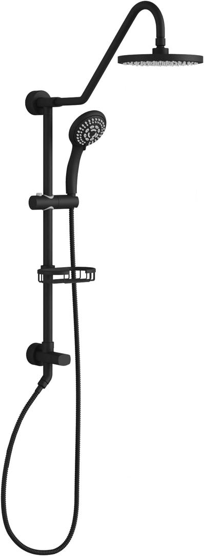 PULSE ShowerSpas 1011-lll-MB Kauai III Shower System, with 8" Rain Showerhead, 5-Function Hand Shower, Adjustable Slide Bar and Soap Dish, Matte Black Finish