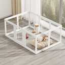 Clear Acrylic Dog Playpen Indoor, Puppy Cat Small Pet Play Pen, Pet Cat Foldable Playpen for Rabbits, Dog Fence Crate Kennel Whelping Cage (White, 10 Panel)