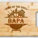 King Of The Grill Cutting Board For Bapa Griller - Grandpa Gift - Bapa's Bbq - Grilling Gift For Men - Fathers Day Cutting Board - Grill Master - Best Bapa Cutting Board
