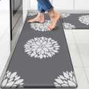 Kitchen Mats for Floor [2PCS], Soft Anti Fatigue Kitchen Rugs for Home, Waterproof Cushioned Standing Mats, Non-Slip Comfort Mat for Office, Sink, Laundry (Grey) (17.3" x 47" + 17.3" x 30")