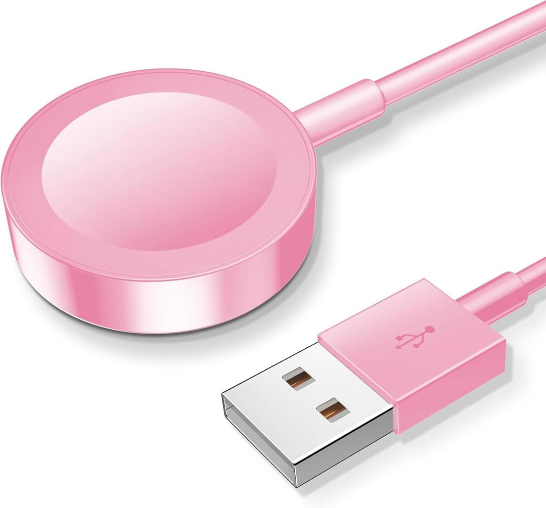 for Apple Watch Charger Magnetic Fast Charging Cable [Portable] Magnetic Wireless Charging Compatible with iWatch Series Ultra/10/9/8/7/6/SE/5/4/3/2-[3.3FT] Pink