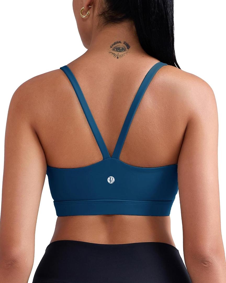 RUNNING GIRL Sports Bras for Women,Light Impact Molded Cup Strap Sports Bra with Sewn in Pads,Best for A-C Cup (Medium)
