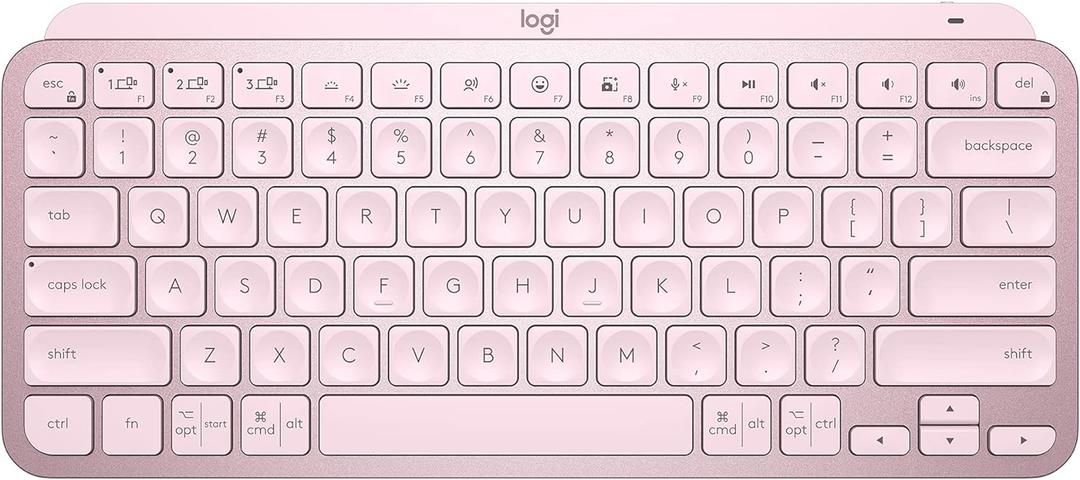 Logitech MX Keys Mini Minimalist Wireless Illuminated Keyboard, Compact, Bluetooth, Backlit, USB-C, Compatible with Apple macOS, iOS, Windows, Linux, Android, Metal Build - Rose