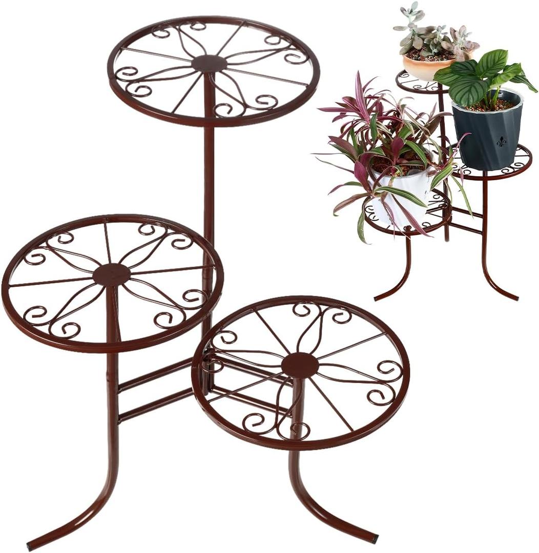 3 Tier Plant Stand Indoor and Outdoor Tiered Metal Plant Stand Corner Plant Stands for Indoor Plants Multiple Plant Holder Plant Table Flower Stand Planter Stands for Multiple Plants, Bronze