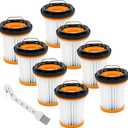 ATXKXE WV201 Filter Fit for Shark Wandvac ION W1 S87 Cordless Handheld Vacuum WV200, WV201, WV205, WV220, Compare to Part # XHFWV200, 8 Pack Filters and 1 Clean Brush