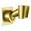 Shower Head Holder Handheld Shower Wand Holder Adjustable Shower Head Bracket Shower Wall Mount Holder, Brushed Brass/ Gold Finish, Drill Free Glue Installation