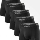 YESWEL Modal Underwear Men 5 Pack Breathable Boxer Briefs with Open Fly, Moisture Wicking Boxers Trunks Multipack 2XL Black