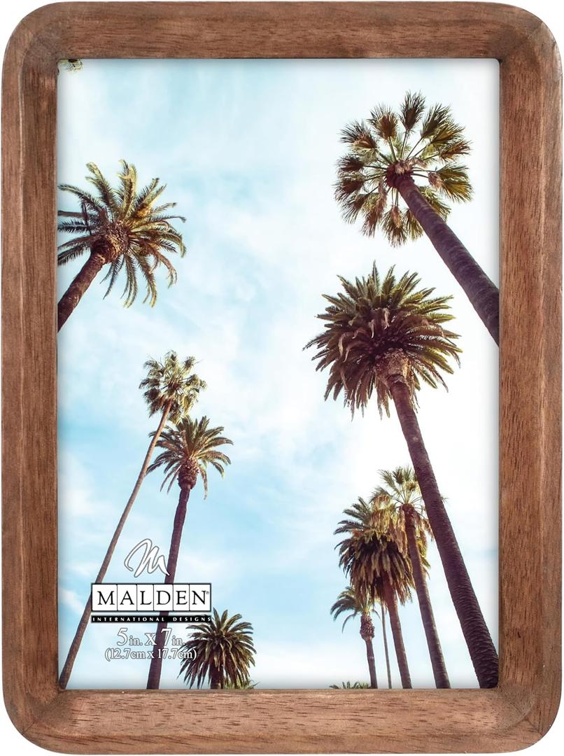 Malden International Designs 5x7 Matted Curved Walnut Wood Picture Frame