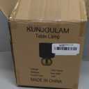 KUNJOULAM Small Bedside Lamp, Mid Century Lamp with Brass Base, Nightstand Table Lamp for Bedroom, Living Room, Bookshelf, Modern Accent Mini Table Lights Black Plastic Fabric Shade