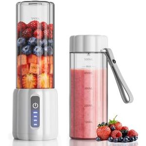 TOMUOO Portable Blender, Personal Blender for Smoothies and Shakes, Small Juice Mixer with LED Display, USB C Rechargeable Shake Maker with 6 Blades for Kitchen, Outdoor, Gym, 17 Oz, White