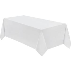 VidaFete 1 Pack Tablecloth 90 * 132inch Rectangle Table Cloth Polyester, Stain Wrinkle Resistant Polyester Dining Table Cover for Kitchen Dinning Party Wedding Tabletop Buffet Decoration(White)