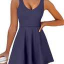 Caracilia Women Tennis Active Sporty Tank Dress with Shorts Workout Exercise Athletic Romper Mini Dresses Summer Golf Outfits M