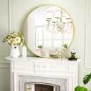 Round Mirror 36" Gold Wall Mounted Circle Mirrors Vanity Mirror with Aluminum Alloy Frame Modern Decoration for Bathroom, Living Room, Vanity, Bedroom, Entryway (36"L x 36"W)