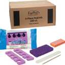 ForPro 5-Piece Pedi Kit, 100-Count, Individually-Packed Pedicure Set, Purple Pumice Pad, Wood Nail File 80/100 Grit, Mini Buffer 80/100 Grit, Wood Stick, Toe Separators