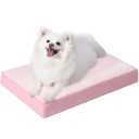 KSIIA Orthopedic Dog Bed Waterproof Pet Bed for Small Dogs Deluxe Plush Washable Dog Bed with Egg Crate Foam & Removable Cover, 23 x 17 Inch, Pink