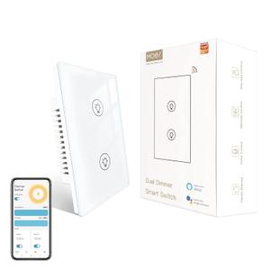 MOES Dual Dimmer Switch, Double Dimmer Switch for LED Lights, Full Range Dimming, WiFi Smart Light Switch Neutral Wire Required, Single Pole, 300W INC, 75W LED/CFL, Smart Life/Tuya APP Remote Control (White)