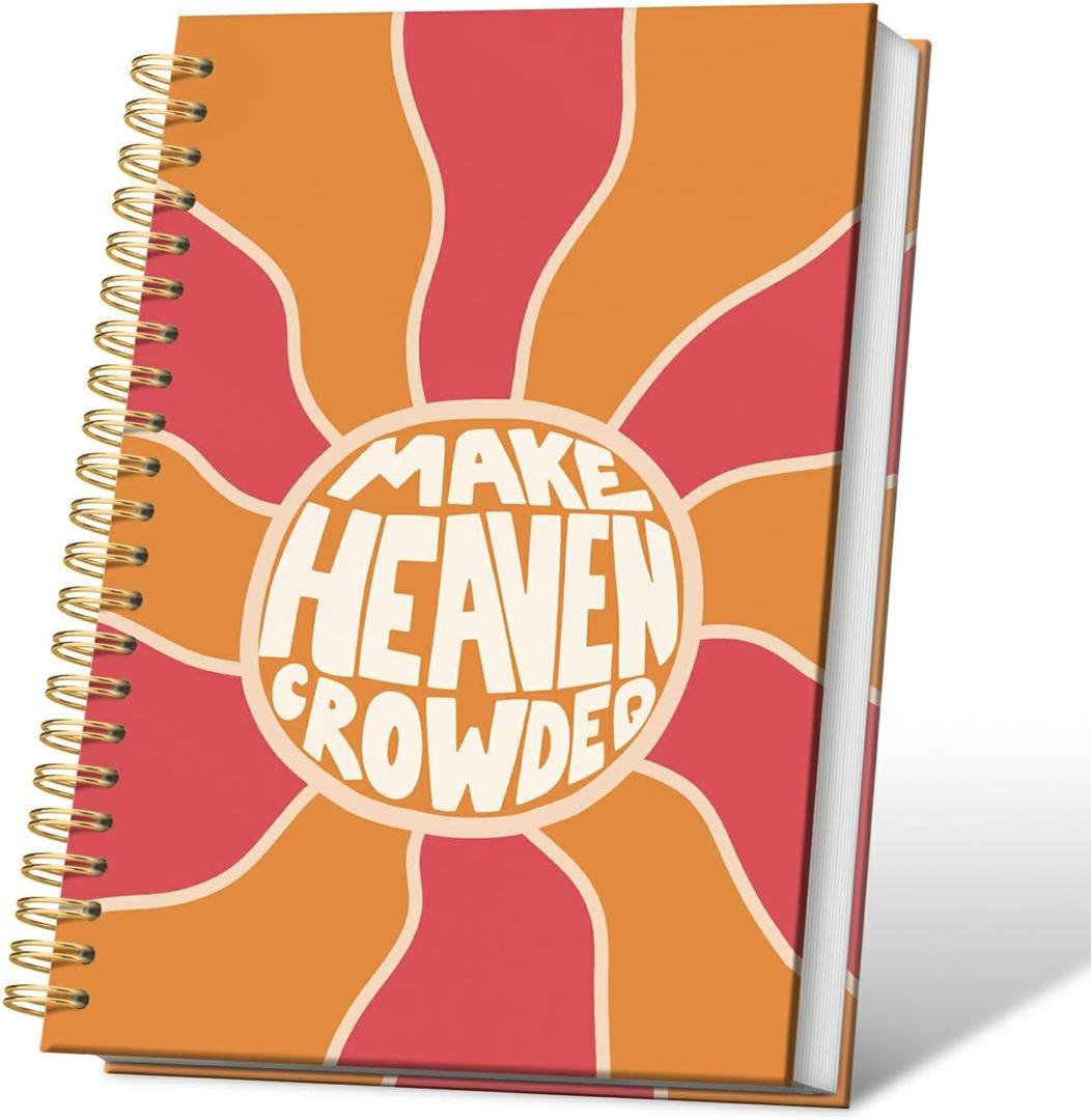 VONTP Boho Christian Spiral Notebook, Retro Groovy Bible Prayer Journal, Christian Gifts for Women, Make Heaven Crowded Religious Bible Scripture College Ruled Notebook Journal for Writing, 5.5x8.3