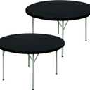 2 Pack Round Fitted Tablecloth 5ft Stretch Spandex Table Cover 60 Inch Black Washable Table Cloth Elastic Table Topper for Indoor and Outdoor