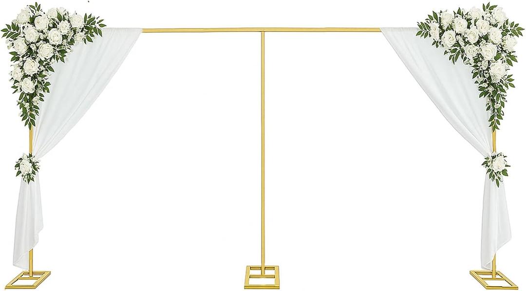 10x20ft Backdrop Stand Heavy Duty Pipe and Drape Backdrop Stand for Parties, Adjustable Pipe Kit Curtain Frame Stand for Photography Background Support,Wedding Arch Metal Frame (Gold)