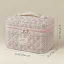 HBselect Large Quilted Makeup Bags for Women, Cute Cotton Travel Cosmetic Bags with Handle, Gifts for Bridesmaids, Portable Coquette Floral Make up Bag, Toiletry Cosmetic Bag