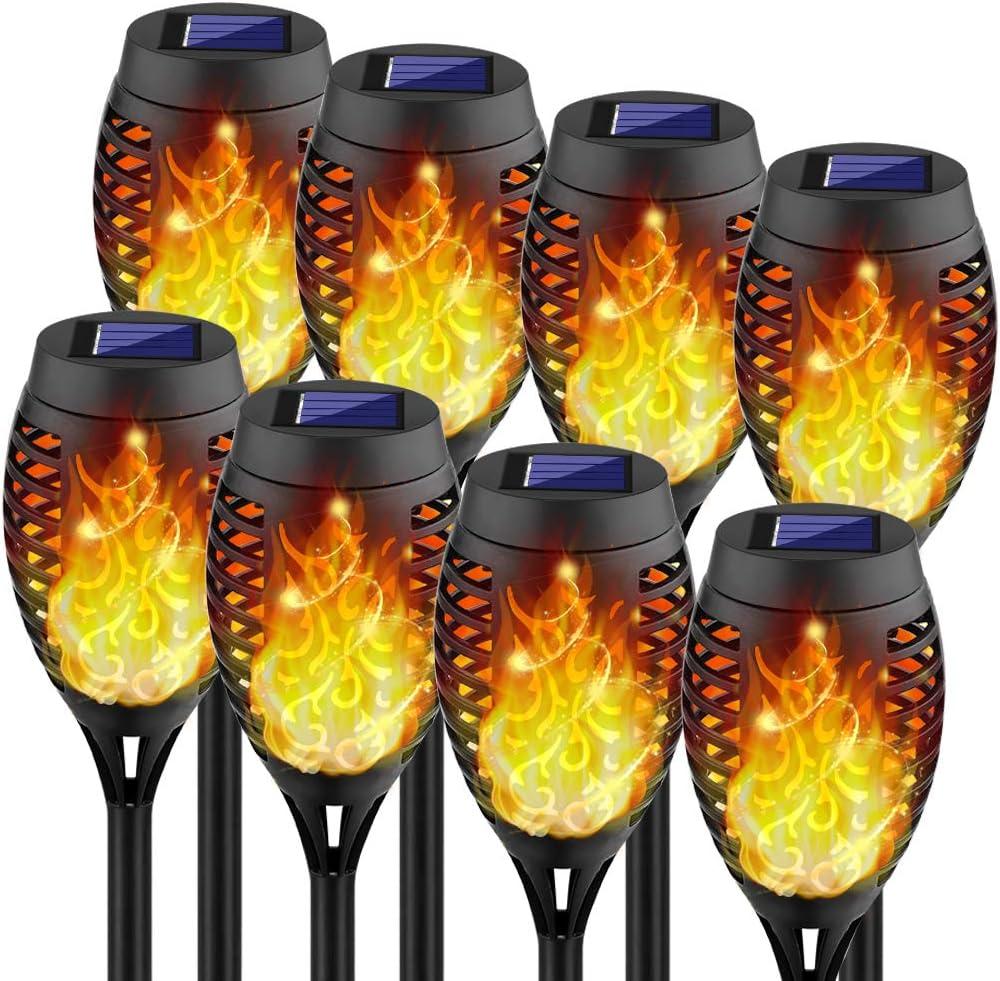 Kurifier Solar Lights Outdoor, 8Pack Solar Torch Light with Flickering Flame, Waterproof Solar Garden Light, Outdoor Solar Lights for Yard, Flame Torches for Outdoor Decorations Decor Yard (Orange)