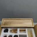 Rustic Wooden Tray with 8 Brown Glass Votive Candle Holders, Decorative Tea Light Holder Set for Mantel, Centerpiece, Dining Table Centerpiece Set, and Home Decor(Set of 8 Pieces)