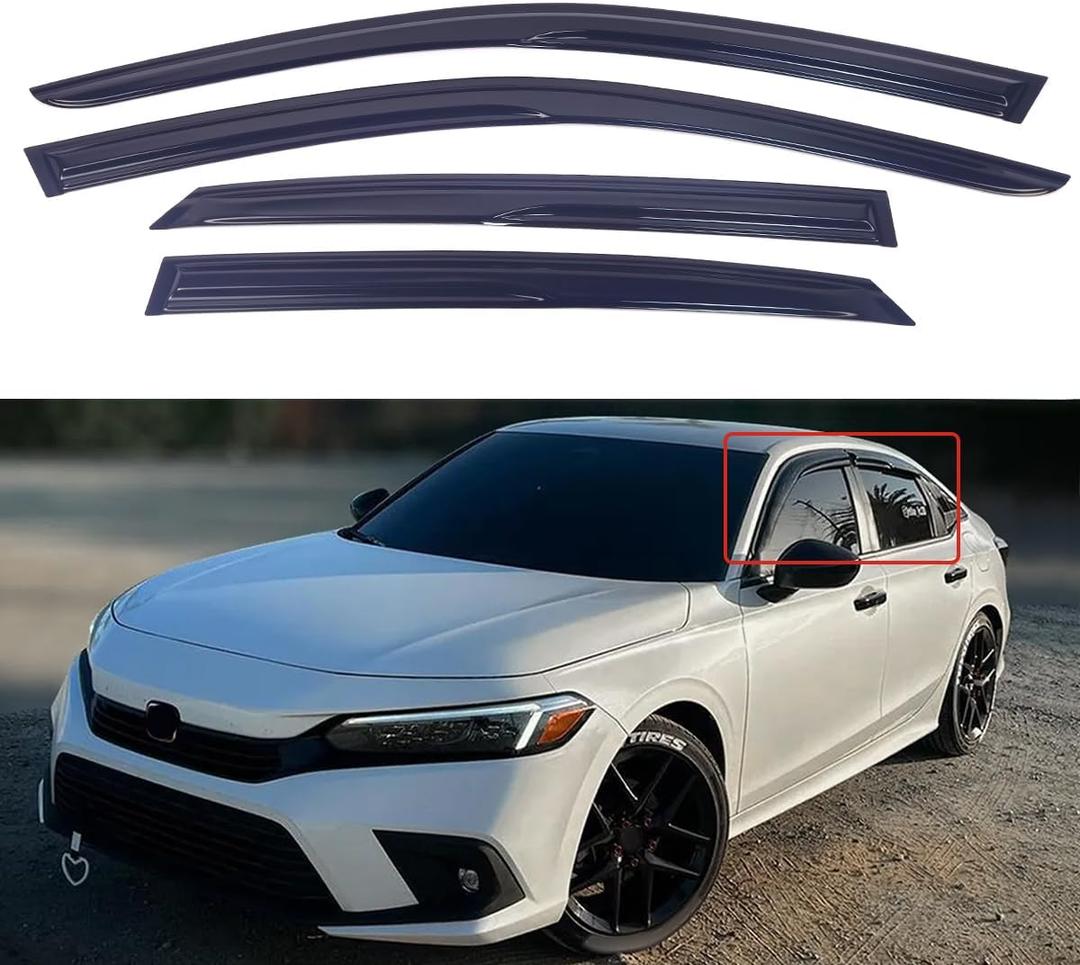 Window Visors Compatible with Honda Civic Sedan 2022 2023 2024Rain Guards Sun Shields Window DeflectorTape-On Mugen Style4PCS