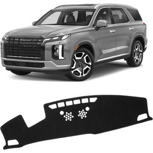 KUST Car Dash Cover for Hyundai Palisade 2020-2024 2025 (SE SEL) (with HUD) Non-Slip Dashboard Cover Polyester Center Console Dash Cover Interior Accessories for Palisade Custom Fit Dash Mat Black