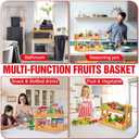 [Upgraded Length] 16.5-Inch Fruit Stand Storage Holder with 4 Sturdier Legs, 2-Tier Fruit Basket , Bamboo Fruit Bowl Holder for Fruit,Vegetables,Bread, Snacks, Home Kitchen Countertop Organizer