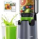 Aeitto Juicer Machines - 5.3" Large Mouth Feed Chute with Self Feeding & Hands-Free Design - Cold Press Juicer for Fruits & Vegetables - Slow Masticating Juicer Easy to Clean & Assemble, Grey