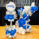 HILAVO Blue White Silver Balloon Arch Kit with Explosion Star 4D Silver Foil Balloons Royal Blue Metallic Silver White Balloon Garland for Blue 2026 Graduation Decoration Birthday Baby Shower Party