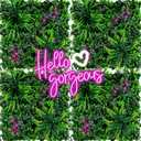 12 Pcs 20"x20" Artificial Grass Backdrop with Pink Neon Sign Wall Boxwood Panels Grass Backdrop Wall Sun Protected Green Grass for Indoor Garden Fence Backyard Privacy Screens Dcor (Style C)